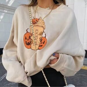 Halloween Sweatshirts Funny Pumpkin Sweater Long Sleeve Oversized Pullover